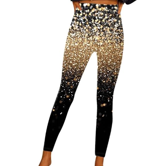 Oplxuo Size XXL Gradient Sequins Printed Leggings Sparkly Pants Ultra Soft - Picture 1 of 6